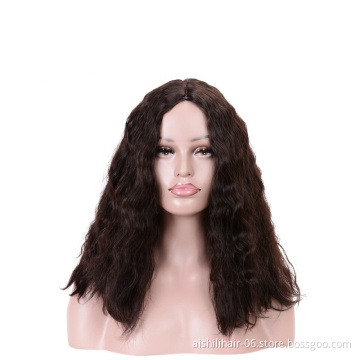 wholesale Synthetic wigs long dark brown hair natural water wave and deep curly hair synthetic hair wigs for women